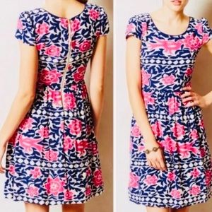 Anthro Maeve Peralta Bird Print Dress Size 0